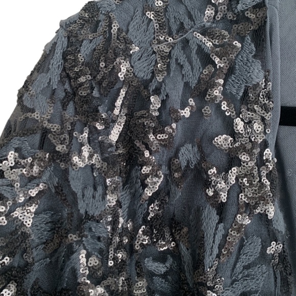 Chico's Gray Sequin Jacket Size 1 (Medium/8) Embroidered Top Embellished - Picture 6 of 8